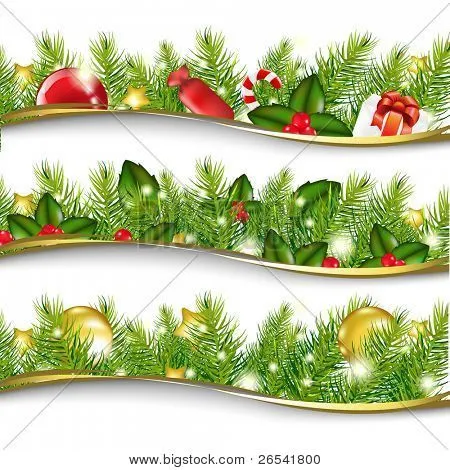 Vectores y fotos en stock de 3 Guirnaldas de Navidad, Vector ...