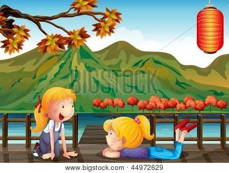 Vectores y fotos en stock de Ilustración de las dos niñas hablando ... Vectores y fotos en stock de Ilustración de las dos niñas hablando ...