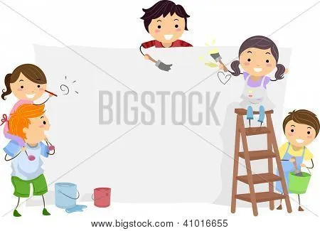 Vectores y fotos en stock de Ilustración de niños pintando una ...
