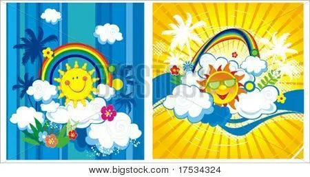 Vectores y fotos en stock de Ilustración del vector de verano con ...