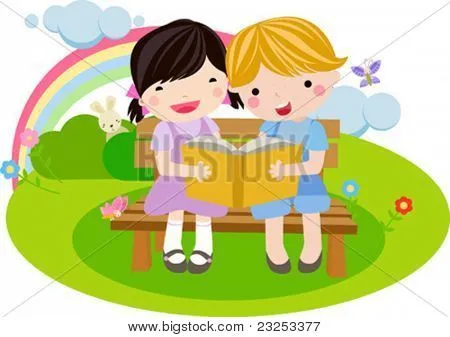 Vectores y fotos en stock de Niña y niño leyendo el libro | Bigstock