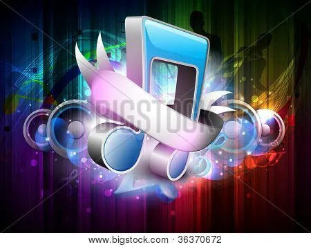 Vectores y fotos en stock de Notas de la música 3D con la cinta en ...