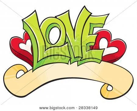 Vectores y fotos en stock de Palabra de amor con corazones ...