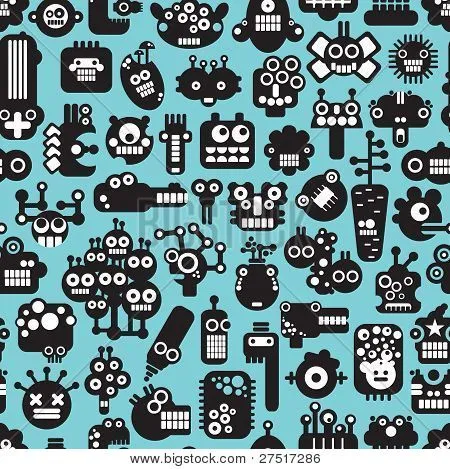 Vectores y fotos en stock de Patrón de dibujos animados robots ... Vectores y fotos en stock de Patrón de dibujos animados robots ...
