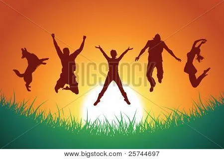 Vectores y fotos en stock de personas y un perro saltando en el ...