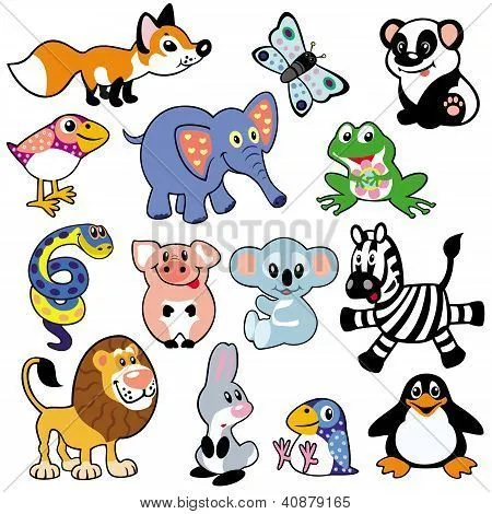 Vectores y fotos en stock de Con simples animales infantiles ...