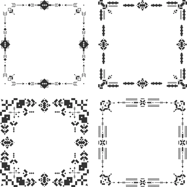 Vectores marcos tribales, frontera étnica, estilo azteca, arte ...