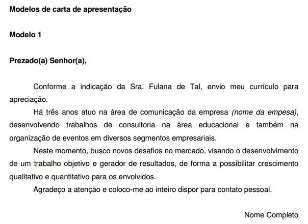 Veja como fazer uma carta de apresentação para vaga de emprego ... Veja como fazer uma carta de apresentação para vaga de emprego ...