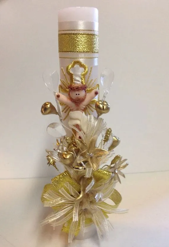 Vela decorada para Bautizo o Primera Comunion. por designsbyemilys