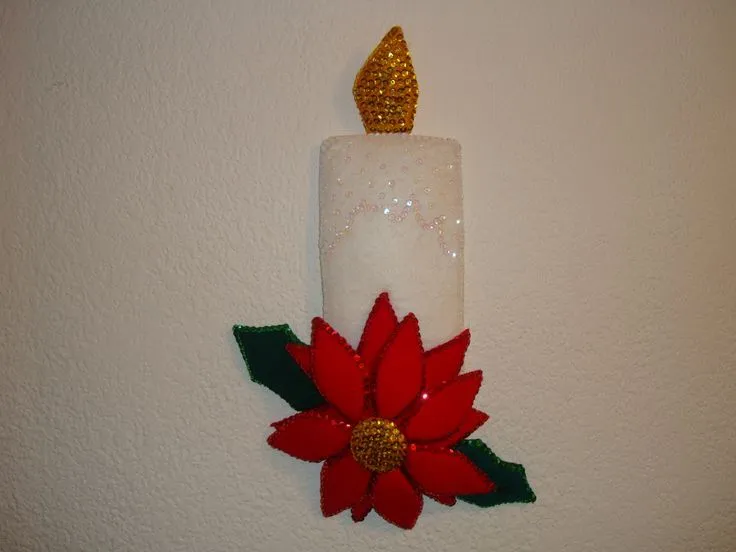 Vela con nochebuena | Navidad - fieltro | Pinterest Vela con nochebuena | Navidad - fieltro | Pinterest
