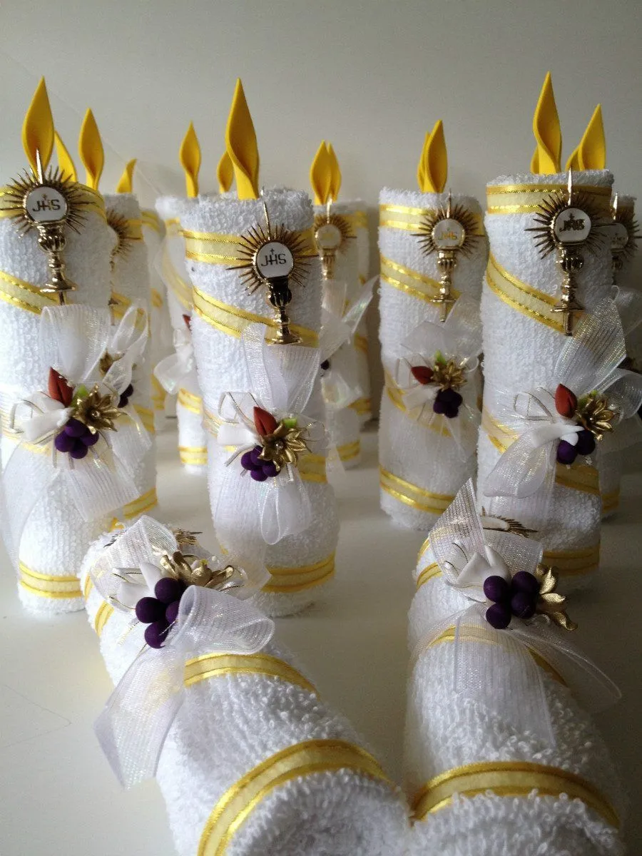 vela de toalla bautizo primera comunion recuerdo economico ...