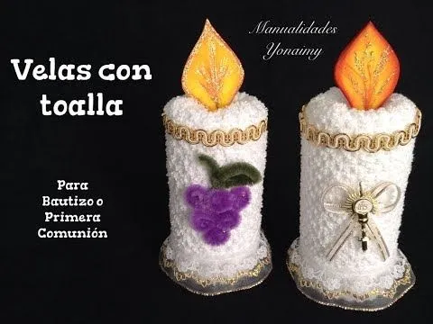 VELAS HECHAS CON TOALLAS FACIALES PARA RECUERDOS DE BAUTIZO O ...