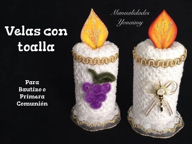 VELAS HECHAS CON TOALLAS FACIALES PARA RECUERDOS DE BAUTIZO O ...