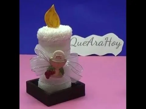 Velas de toalla para regalar en la primera comunión - YouTube Velas de toalla para regalar en la primera comunión - YouTube