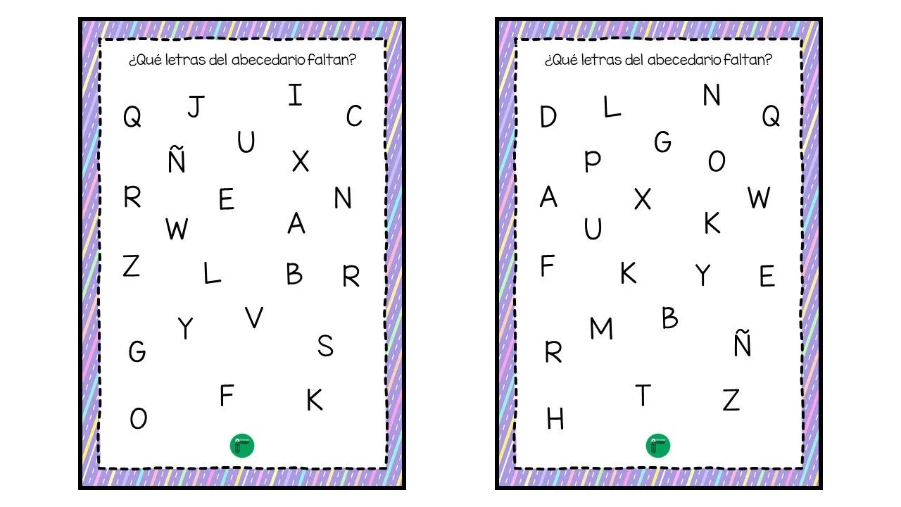 Velocidad lectora: Letras del abecedario