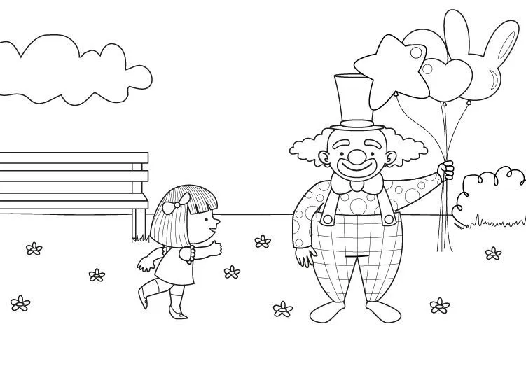 Vendedor de globos: dibujo para colorear e imprimir Vendedor de globos: dibujo para colorear e imprimir