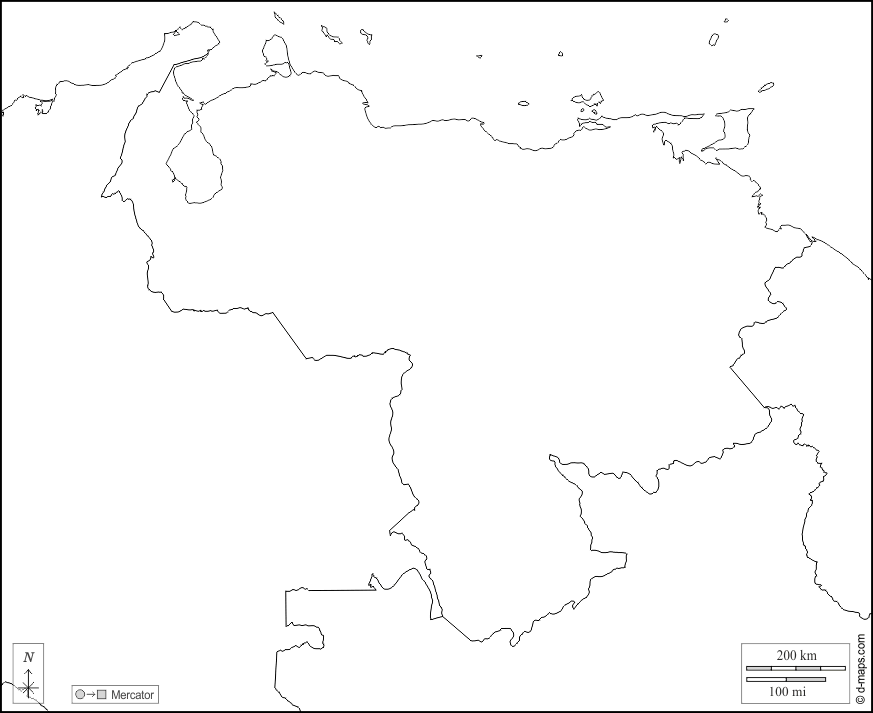 Venezuela Mapa gratuito, mapa mudo gratuito, mapa en blanco gratuito,  plantilla de mapa fronteras, blanco