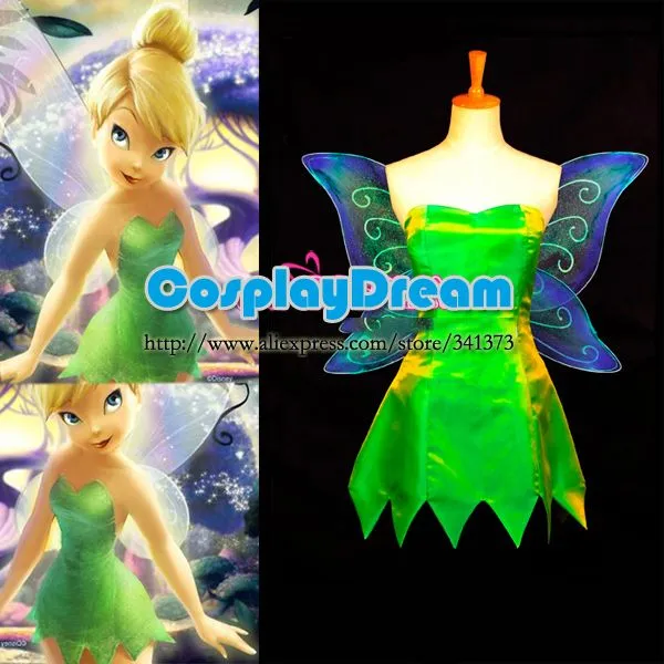 Caliente venta! princesa Tinkerbell dress película traje cosplay ...