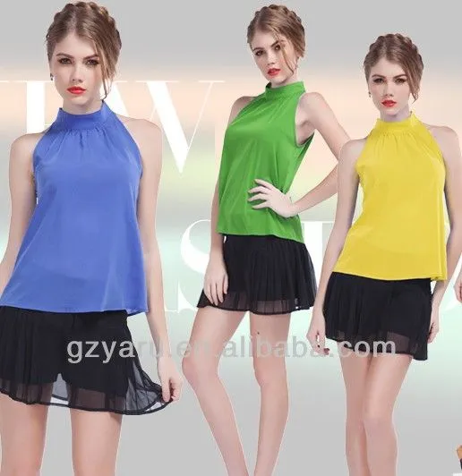 Venta al por mayor para las damas blusas elegantes en Chifon ... Venta al por mayor para las damas blusas elegantes en Chifon ...