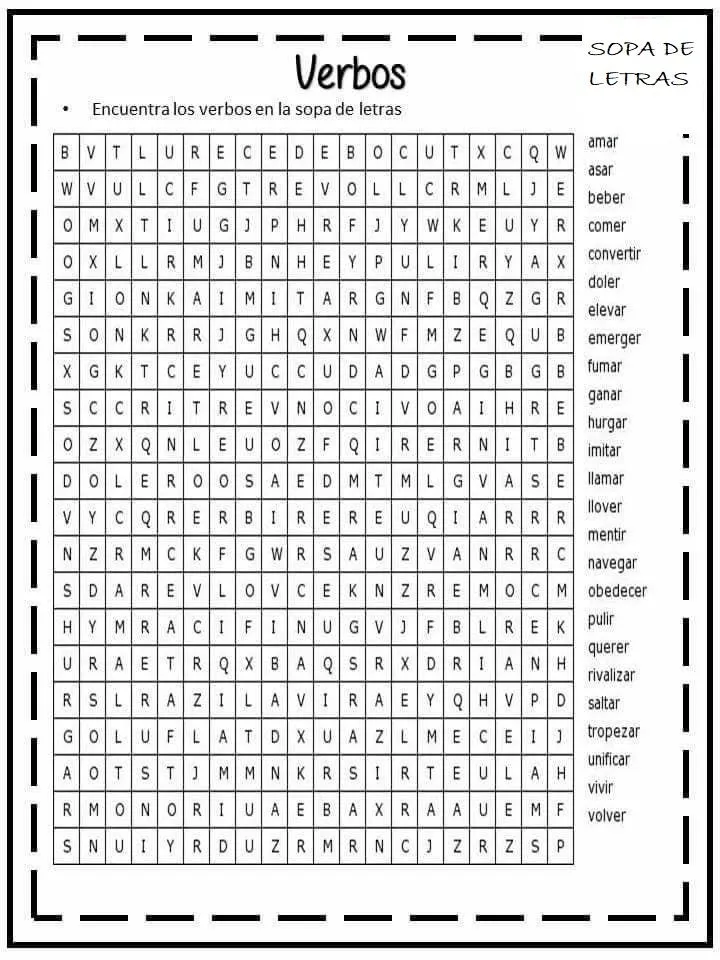 VERBOS: sopa de letras – AULA DE PEDAGOGÍA TERAPÉUTICA