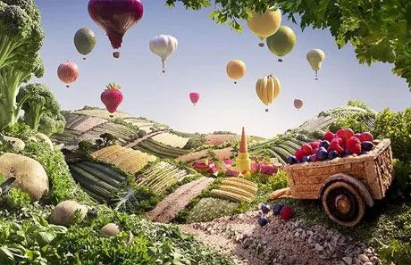 Con las verduras y frutas se puede hacer arte: Paisaje de campos ... Con las verduras y frutas se puede hacer arte: Paisaje de campos ...