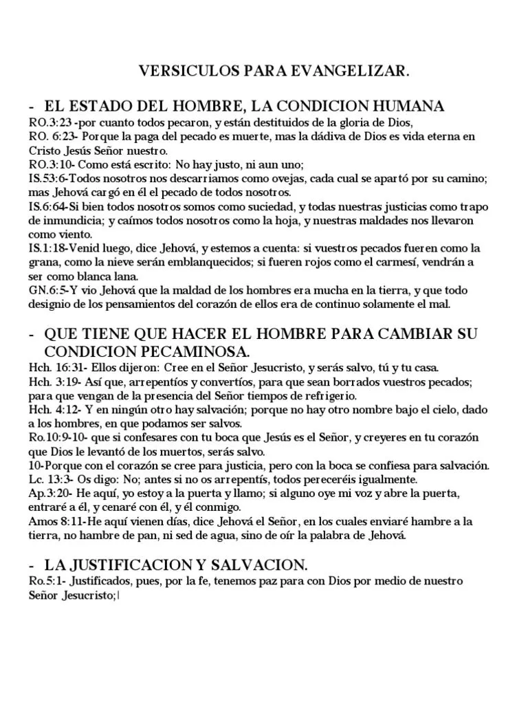 Versiculos para Evangelizar | PDF | Cristo (título) | Salvación Versiculos para Evangelizar | PDF | Cristo (título) | Salvación