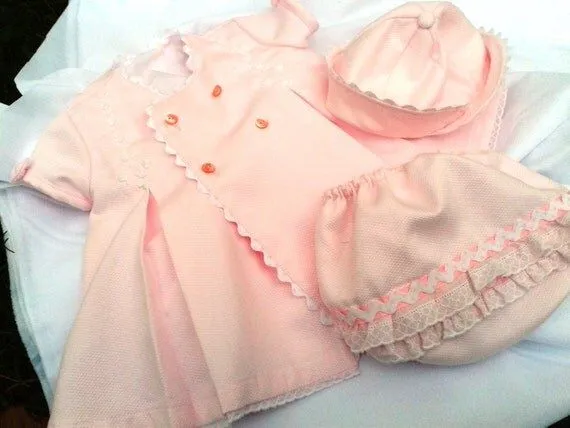 Vestido de bebe ranita y gorro niña de 6 meses por pitufos