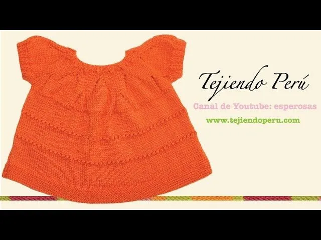 Vestido con canesú en picos tejido en dos agujas o palitos - YouTube