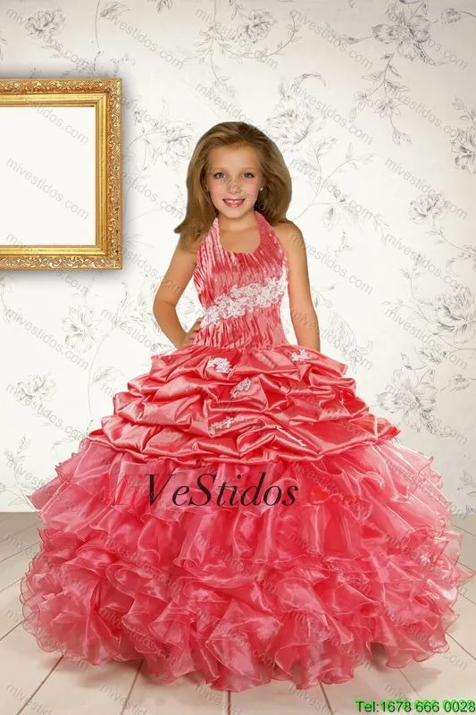 Exquisitos Apliques y vestido de niña roja de la flor de las ... Exquisitos Apliques y vestido de niña roja de la flor de las ...