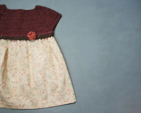 Vestido de crochet y tela para niña - Imagui Vestido de crochet y tela para niña - Imagui