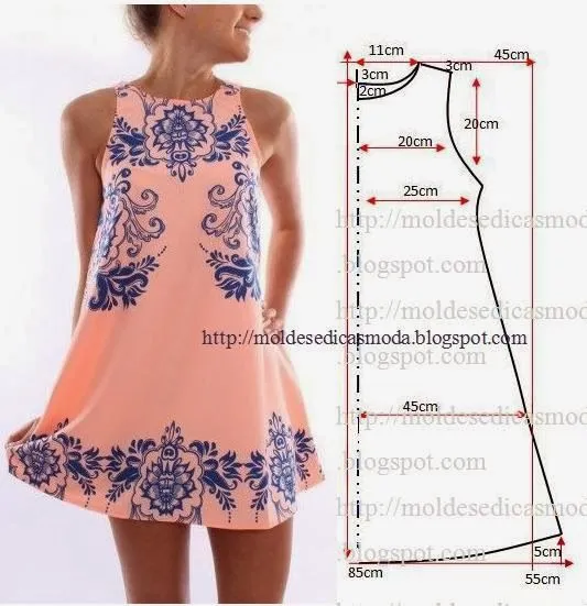 VESTIDO FÁCIL DE FAZER - 3 - Moldes Moda por Medida VESTIDO FÁCIL DE FAZER - 3 - Moldes Moda por Medida