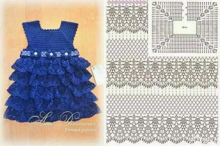 Vestido de nena con volados | Crochet y Dos agujas Vestido de nena con volados | Crochet y Dos agujas