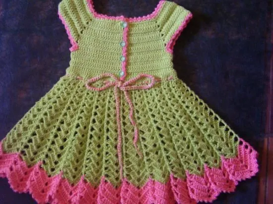 vestido para niña de ganchillo hilos de algodon,botones de madera ...