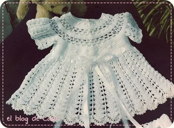 VESTIDOS DE NIÑAS TEJIDOS DE BAUTIZO - Imagui
