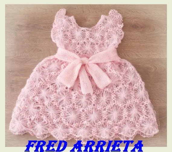 VESTIDO PARA NIÑA TEJIDO CON SOLES DE MARACAIBO EN COLOR ROSA ...