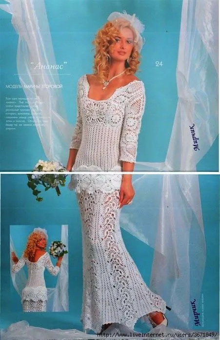 Vestido de novia tejido con ganchillo - con patrones y diagramas ... Vestido de novia tejido con ganchillo - con patrones y diagramas ...