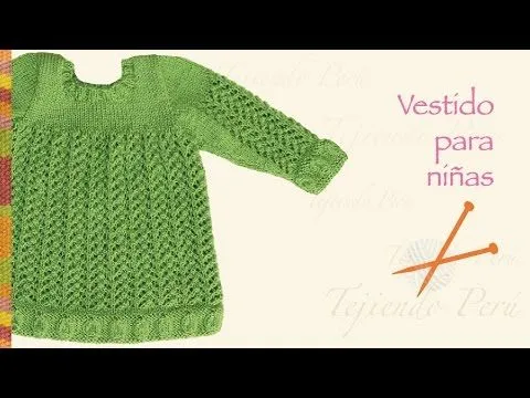 Vestido en varios puntos tejido en dos agujas o palitos para niñas ... Vestido en varios puntos tejido en dos agujas o palitos para niñas ...