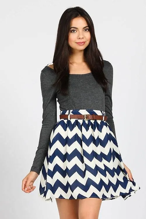 Vestido top gris falda blanca con lineas azules | Vestidos/faldas ...