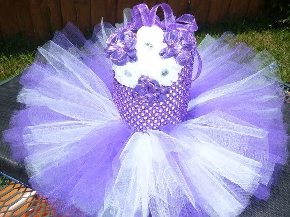 Vestido tutu morado y blanco para bebe y por Dreambygirlboutique