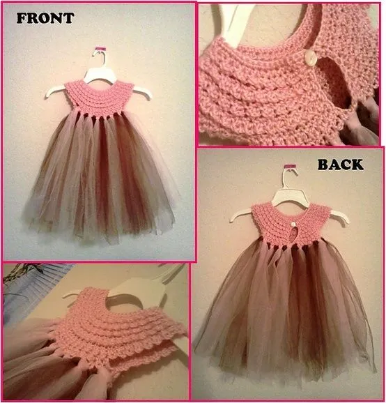 Vestidos de crochet y tela para niña - Imagui