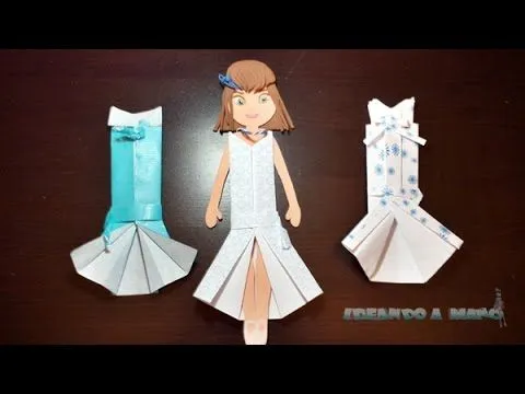 Como hacer vestidos origami para las muñecas - YouTube Como hacer vestidos origami para las muñecas - YouTube