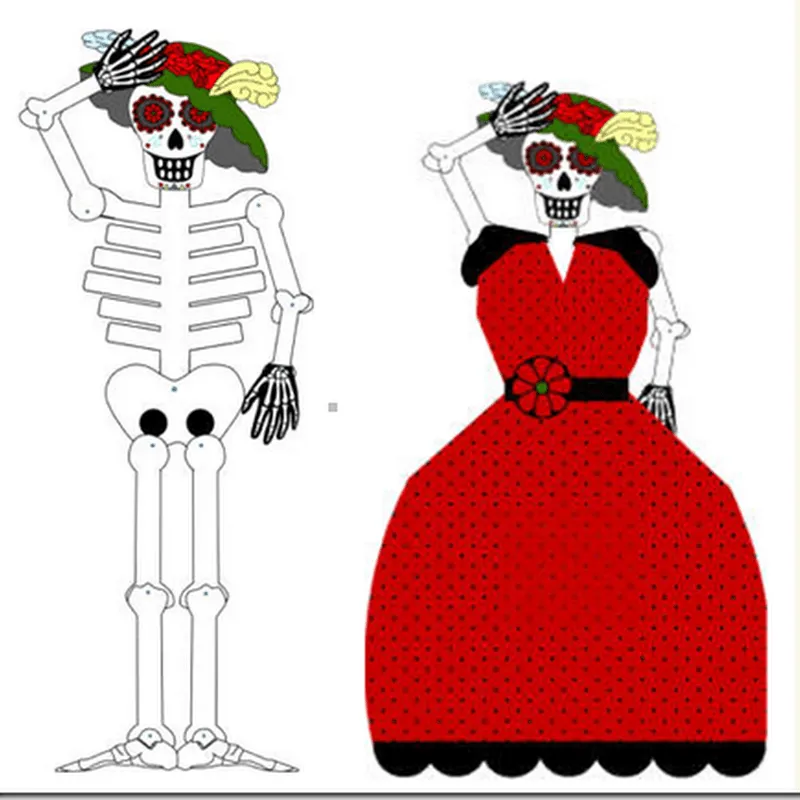 Vestir a Catrina, Día de los muertos - Colorear dibujos infantiles