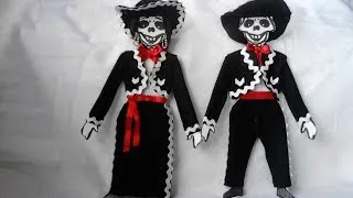 como vestir esqueleto de papel o calavera MARIACHI con moldes - YouTube como vestir esqueleto de papel o calavera MARIACHI con moldes - YouTube
