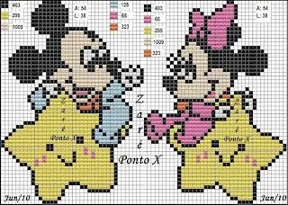 Veve Pontinhos: Gráficos em ponto cruz do Mickey e sua turma