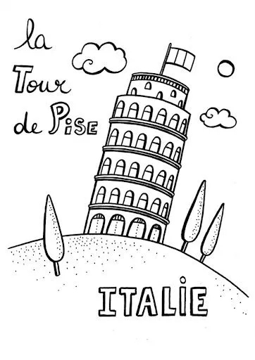 LAMINAS DE LA TORRE DE PISA PARA COLOREAR