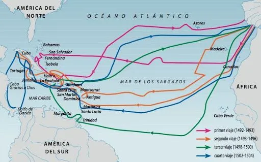 Imagenes del mapa de los 4 viajes de cristobal colon - Imagui Imagenes del mapa de los 4 viajes de cristobal colon - Imagui