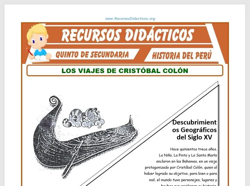 Los Viajes de Cristóbal Colón para Quinto de Secundaria – 2023 Los Viajes de Cristóbal Colón para Quinto de Secundaria – 2023