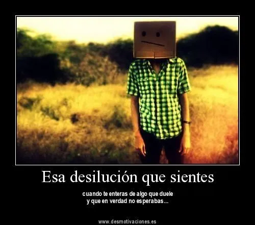 LAS COSAS DE LA VIDA: DECEPCION O DESILUCION