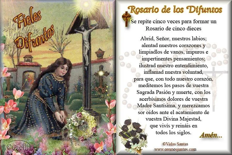 Vidas Santas: Rosario de los Difuntos, en 4 estampas Vidas Santas: Rosario de los Difuntos, en 4 estampas