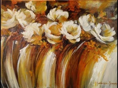 Como pintar con acrílico y espátula - Cuadro flores abstractas ... Como pintar con acrílico y espátula - Cuadro flores abstractas ...
